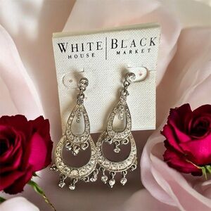 White House Black Market Dazzling Silver Chandelier Earrings